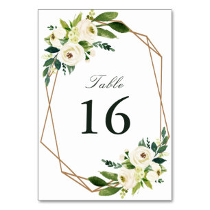 Ivory white waterverf florale geometrische bruilof kaart