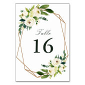 Ivory white waterverf florale geometrische bruilof kaart (Achterkant)