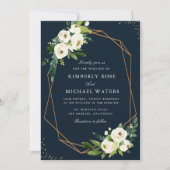 Ivory white waterverf florale geometrische bruilof kaart (Voorkant)