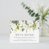 Ivory White Waterverf Flowers Moving Announding Briefkaart (Staand voorkant)