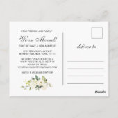 Ivory White Waterverf Flowers Moving Announding Briefkaart (Achterkant)