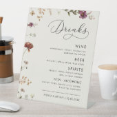 Ivory Wildflower Herfst Bruiloft Bar Drink Menu Reclamebord Met Voetstuk (Insitu)
