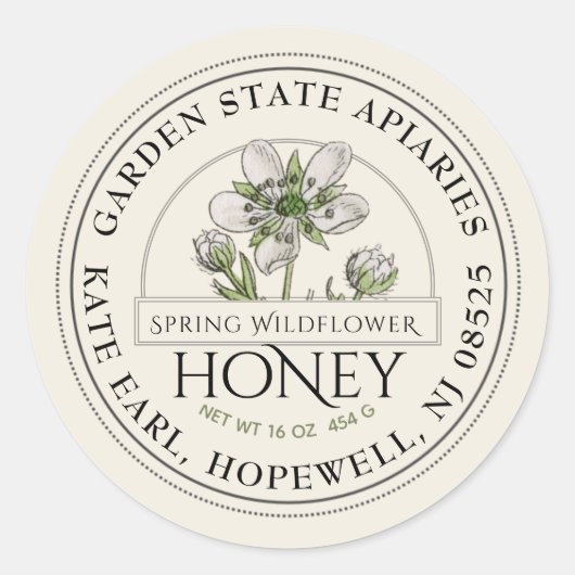 Ivory Wildflower Honinglabel Ronde Sticker (Voorkant)