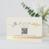 Ivory Wildflower QR Code Wedding RSVP Kaartje (Staand voorkant)