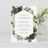 Ivory Winter Bouquet Painted Flowers Wedding Kaart (Staand voorkant)