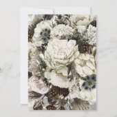 Ivory Winter Bouquet Painted Flowers Wedding Kaart (Achterkant)