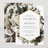 Ivory Winter Bouquet Painted Flowers Wedding Kaart (Voorkant / Achterkant)