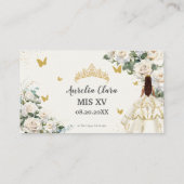 Ivory Wit Bloemen Goud Quinceañera Gift Registry Informatiekaartje (Achterkant)