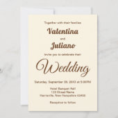 Ivory with Brown Text Wedding Invitation Kaart (Voorkant)
