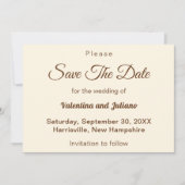 Ivory With Brown Text Wedding Save The Date (Voorkant)