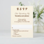 Ivory with Brown Typography Portrait Wedding RSVP Kaartje (Staand voorkant)