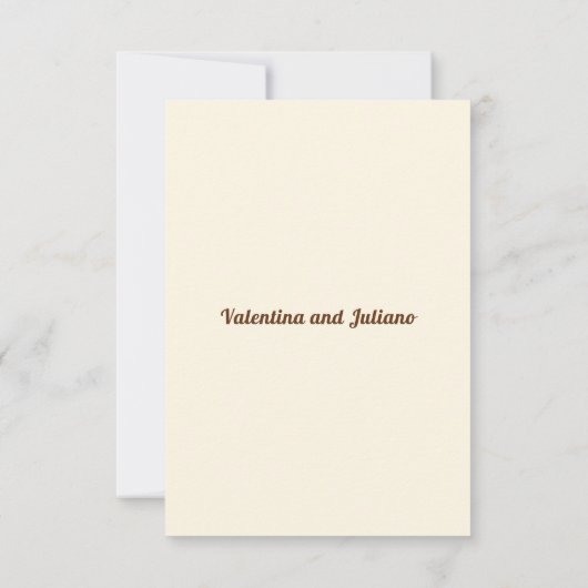 Ivory with Brown Typography Portrait Wedding RSVP Kaartje (Achterkant)