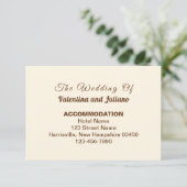 Ivory with Brown Typography Wedding Accommodation Informatiekaartje (Staand voorkant)