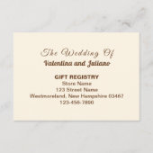 Ivory with Brown Typography Wedding Gift Registry Informatiekaartje (Voorkant)