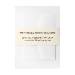 Ivory with Brown Typography Wedding Uitnodigingen Wikkel