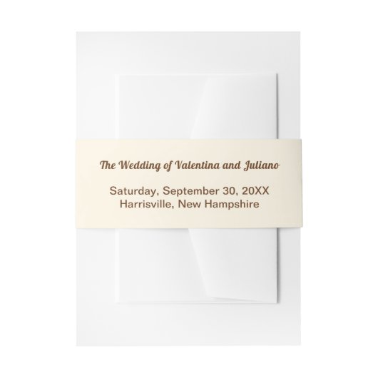 Ivory with Brown Typography Wedding Uitnodigingen Wikkel (Voorkant Voorbeeld)