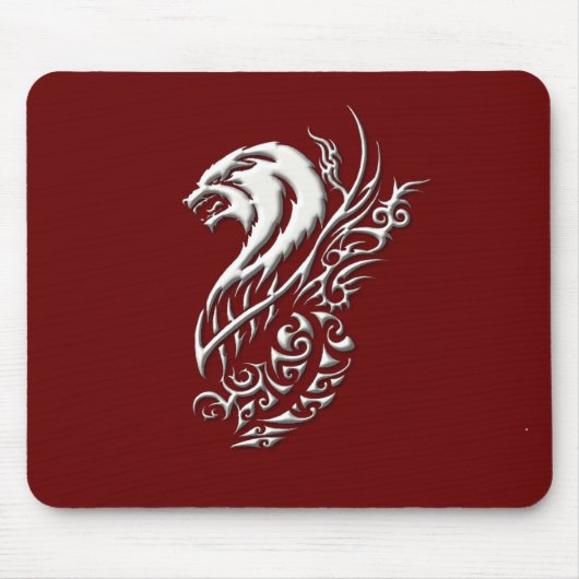 Ivory Wolf Burgundy Mousepad Muismat (Voorkant)