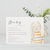 Ivory Yellow Bunny Soft Speelgoed Baby shower Bedankkaart (Staand voorkant)