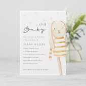 Ivory Yellow Bunny Soft Speelgoed Oh Baby shower n Bedankkaart (Staand voorkant)