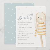 Ivory Yellow Bunny Soft Speelgoed Oh Baby shower n Bedankkaart (Voorkant / Achterkant)