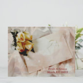 Ivory Yellow Roses Elegant Wedding Horizonal Kaart (Staand voorkant)