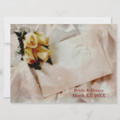 Ivory Yellow Roses Elegant Wedding Horizonal Kaart (Voorkant)