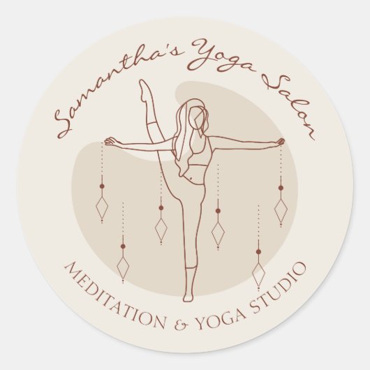 Ivory Yoga Pilates Spiritueel Gym Coach Salon Ronde Sticker (Voorkant)