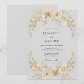 Ivory Zachte Bloemrijke Bruiloft Kaart (Voorkant / Achterkant)