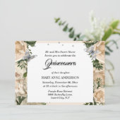 Ivory zilvervlinder elegant roos quinceanera kaart (Staand voorkant)