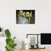 Ivory Zinnias Poster (Thuiskantoor)