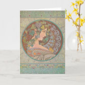 Ivy - Alphonse Mucha Kaart (Gele Bloem)