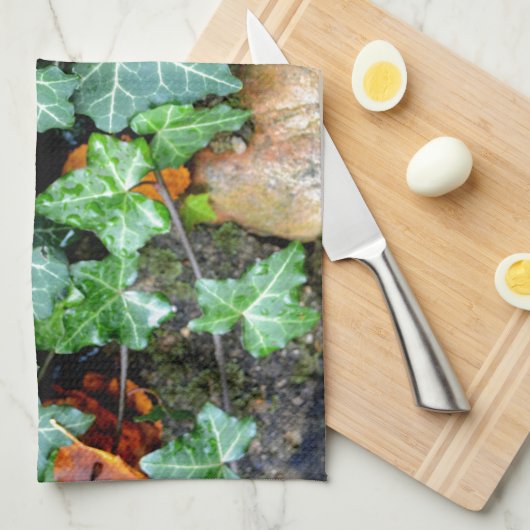 Ivy and field stone theedoek (Quarter Fold)