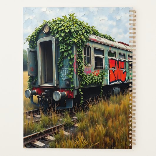 Ivy and Graffiti Covered Abandoned Train Planner (Achterkant)
