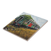 Ivy and Graffiti Covered Abandoned Train Tegeltje (Zijkant)