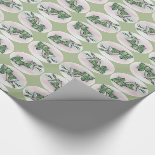 Ivy and Holly Kerstmis Cadeaupapier (Hoek)