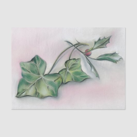 Ivy and Holly Kerstmis Tissuepapier (Voorkant)