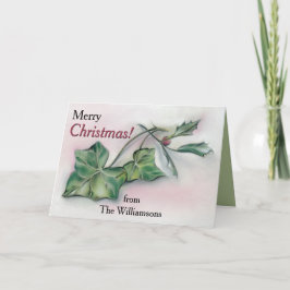 Ivy and Holly Personalized Kerstmis Feestdagen Kaart