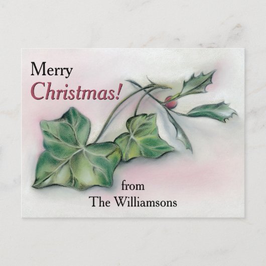 Ivy and Holly Personalized Kerstmis Feestdagenkaart (Voorkant)