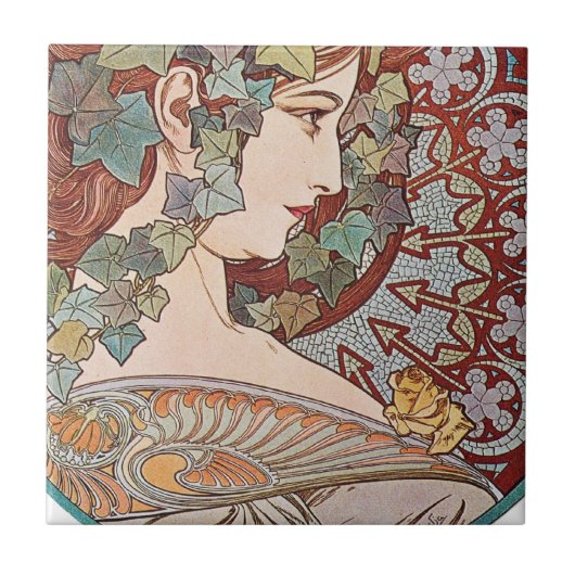 Ivy Art Nouveau Tegeltje (Voorkant)