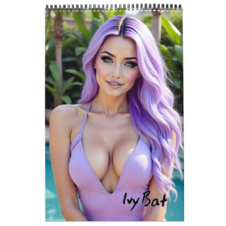 Ivy Bat Zwemkostuum Pin-up Verzamelbare Kunstkalen Kalender