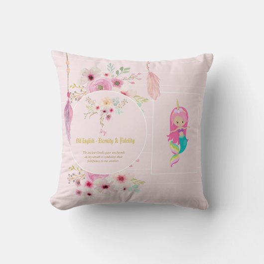 IVY - Betekenis meisjesnaam cadeau - Roze zeemeerm Kussen (Voorkant)