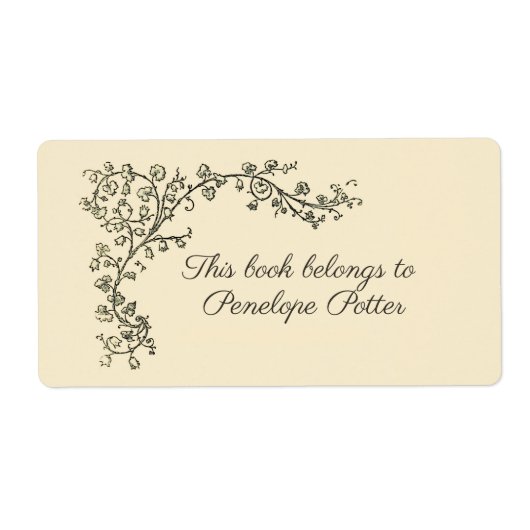  Ivy Border Bookplate met Jouw naam Etiket (Voorkant)