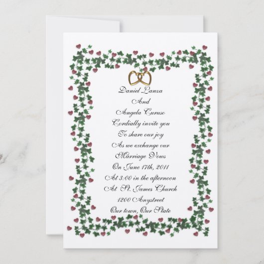 Ivy border huwelijksuitnodiging sjabloon kaart (Voorkant)