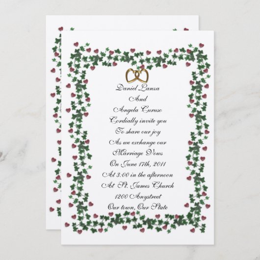 Ivy border huwelijksuitnodiging sjabloon kaart (Voorkant / Achterkant)
