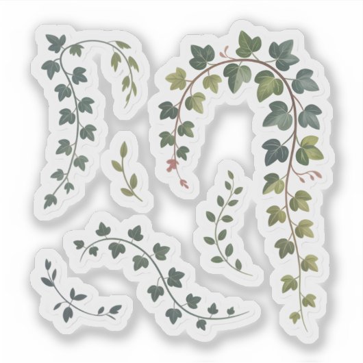 Ivy & Creeper Leaves Watercolor  Sticker (Voorkant)