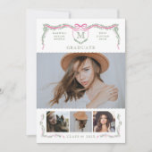 Ivy Crest Monogram Foto Afstuderen Kaart (Voorkant)