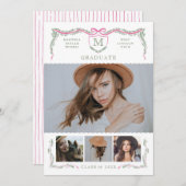 Ivy Crest Monogram Foto Afstuderen Kaart (Voorkant / Achterkant)