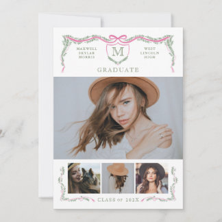 Ivy Crest Monogram Foto Afstuderen Kaart