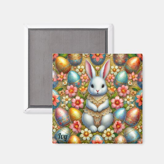 IVY ~ Easter Bunny and Eggs ~  Magneet (Voorkant / Achterkant)