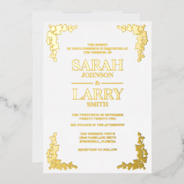 Ivy Elegant Gold Traditional Wedding Folie Uitnodiging